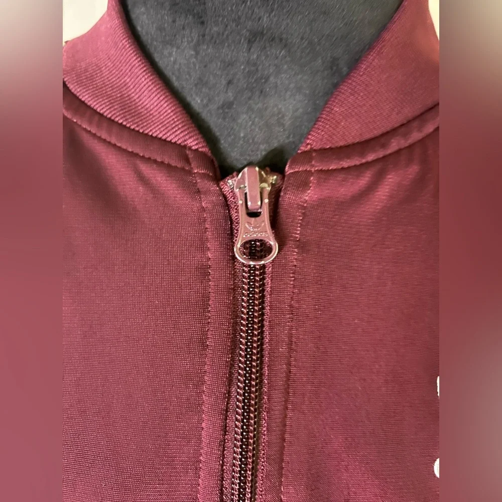 Adidas women’s Burgundy Track Jacket zip up three stripes - Picture 5 of 10